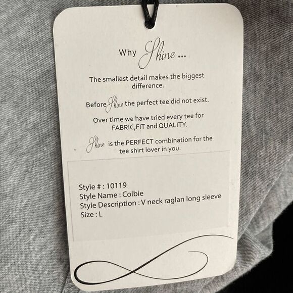 Shine L Heather Gray Colbie Top Raglan Long Sleeve T-Shirt Y2K VTG Pima Cotton - Picture 6 of 10